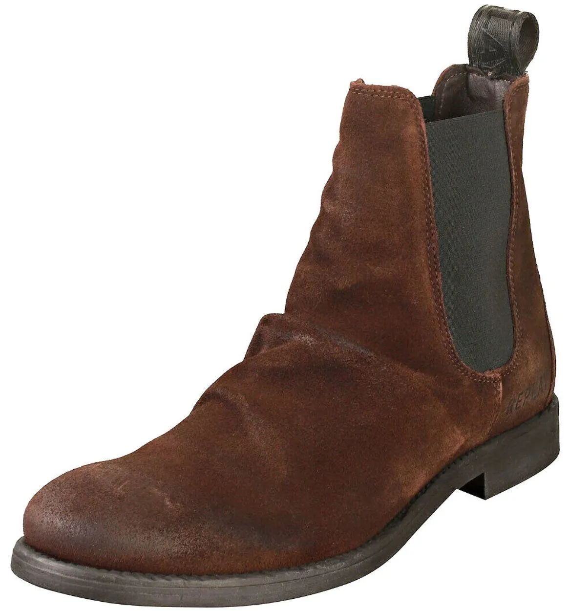 Replay City Dark Brown Mens Suede Chelsea Ankle Boots