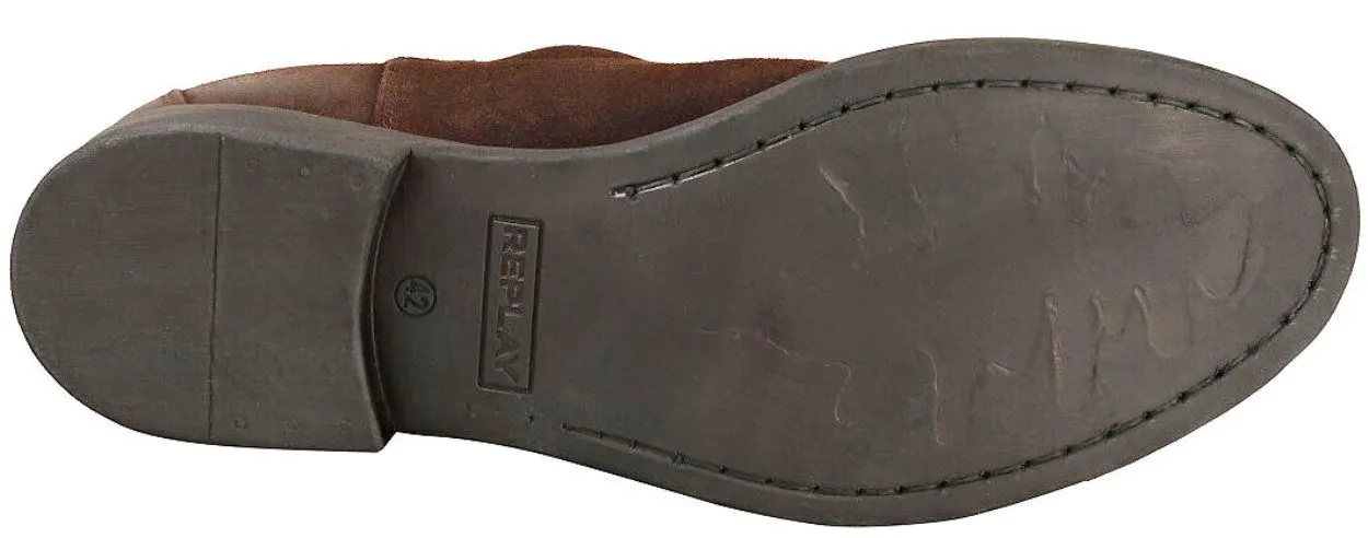 Replay City Dark Brown Mens Suede Chelsea Ankle Boots
