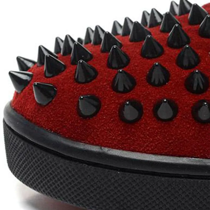 Spikes Red Velvet Trendy Mens Shoes