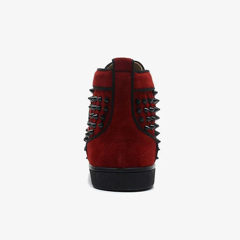 Spikes Red Velvet Trendy Mens Shoes