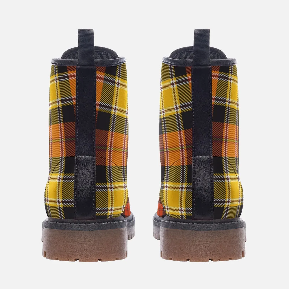 Vegan Leather Combat Boots Colorado Plaid