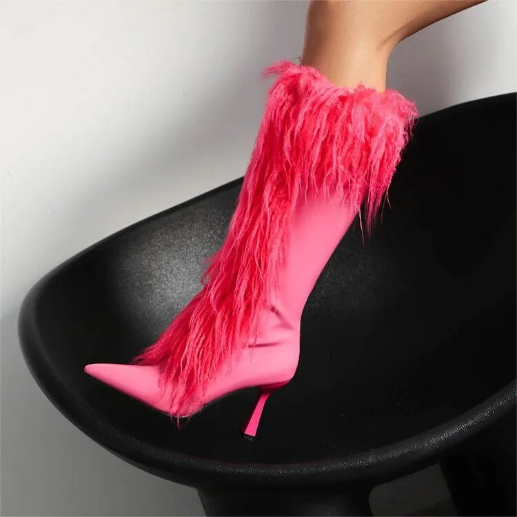 Women's Tassel Pointed Toe High Heel Knee High Boots