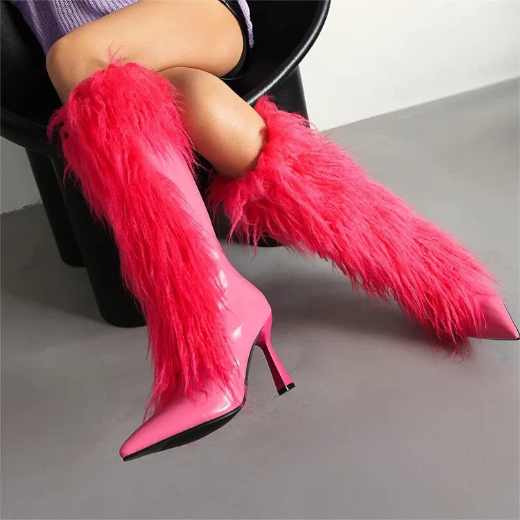 Women's Tassel Pointed Toe High Heel Knee High Boots