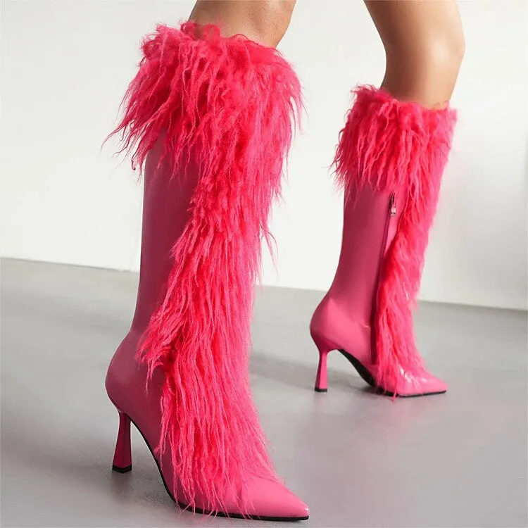Women's Tassel Pointed Toe High Heel Knee High Boots