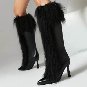 Women's Tassel Pointed Toe High Heel Knee High Boots